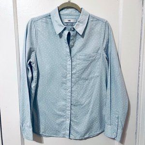 Twik Exclusive 100% Cotton Button Down Shirt, Light Blue/Floral, US M